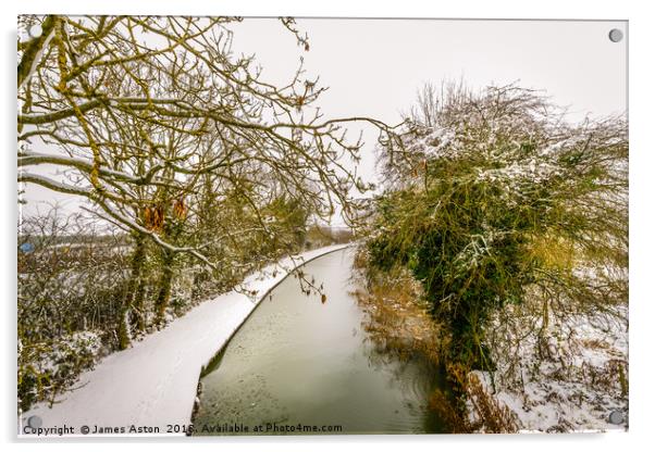 Snowy Canal Path Acrylic by James Aston