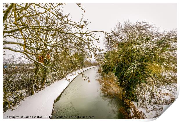 Snowy Canal Path Print by James Aston