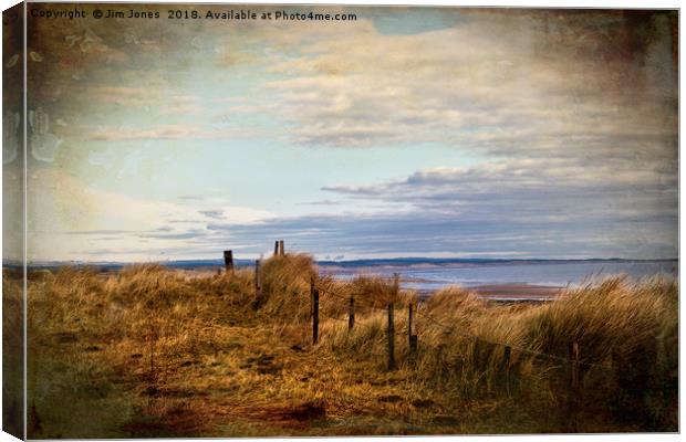 Artistic Druridge Bay from the dunes Canvas Print by Jim Jones