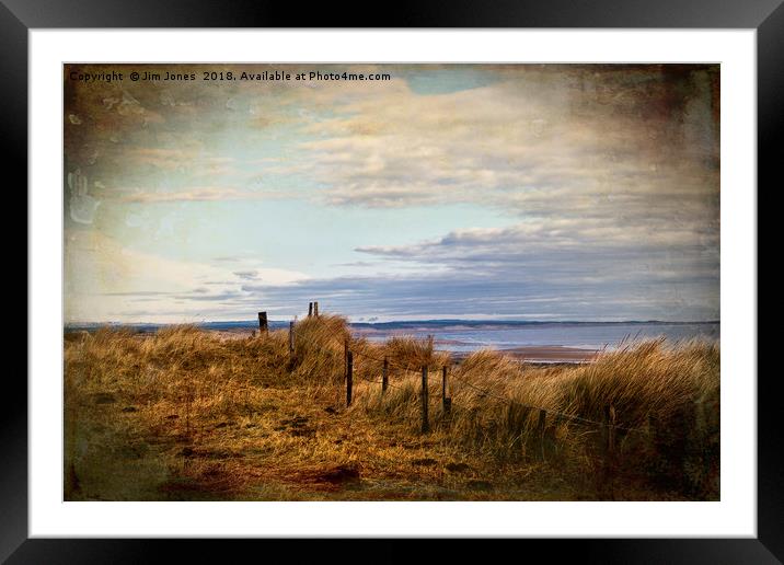 Artistic Druridge Bay from the dunes Framed Mounted Print by Jim Jones