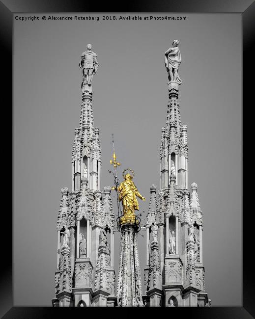 Madonnina statue in Milan, Italy the patron saint  Framed Print by Alexandre Rotenberg