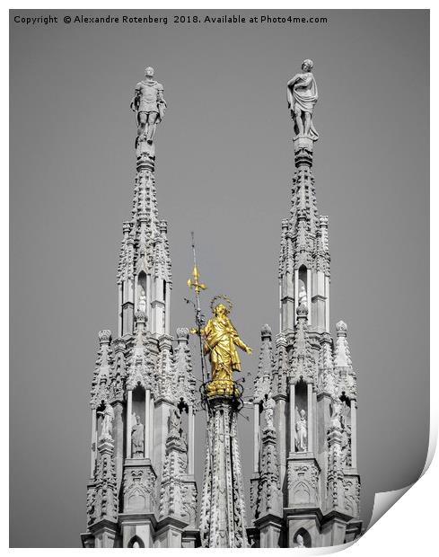 Madonnina statue in Milan, Italy the patron saint  Print by Alexandre Rotenberg