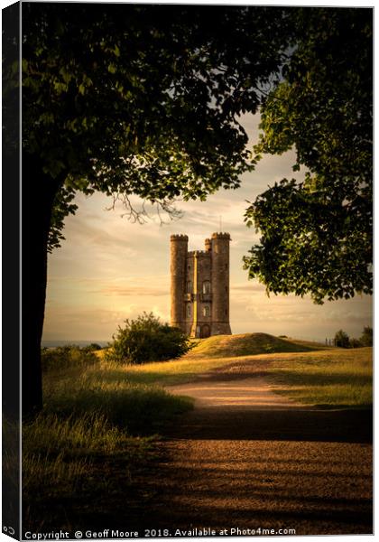 Broadway Tower Sunset Path Canvas Print by Geoff Moore