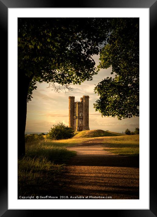 Broadway Tower Sunset Path Framed Mounted Print by Geoff Moore