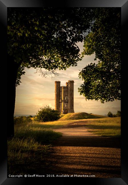 Broadway Tower Sunset Path Framed Print by Geoff Moore