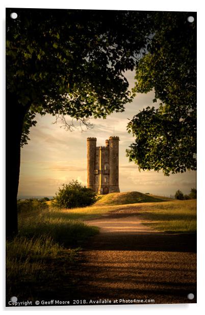Broadway Tower Sunset Path Acrylic by Geoff Moore