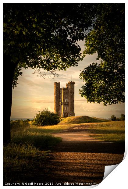 Broadway Tower Sunset Path Print by Geoff Moore