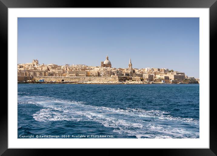 Valletta from Ferry to Sliema, Republic of Malta Framed Mounted Print by Kasia Design