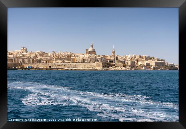 Valletta from Ferry to Sliema, Republic of Malta Framed Print by Kasia Design