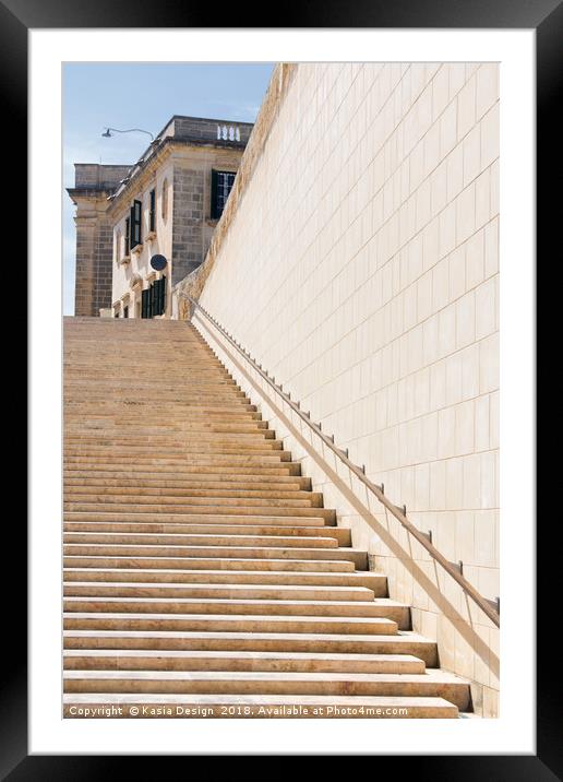 Valletta Stairway Framed Mounted Print by Kasia Design