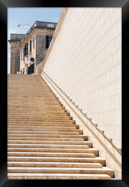Valletta Stairway Framed Print by Kasia Design