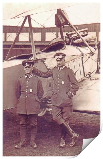 WW1 Bavarian Pilot & his Gunner Print by Chris Langley