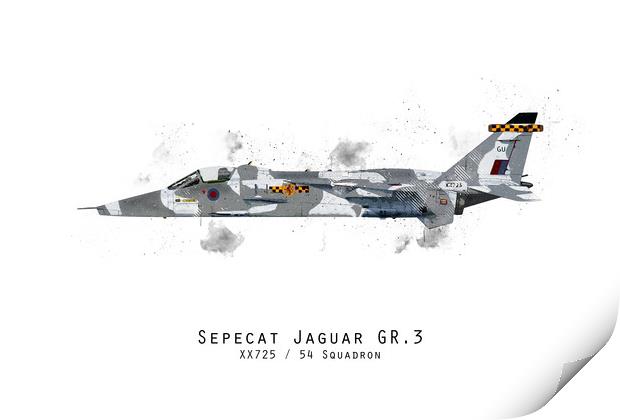 Jaguar Sketch - XX725 Print by J Biggadike