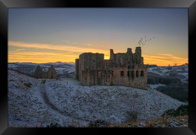Crichton Castle at Sunset Framed Print by Miles Gray