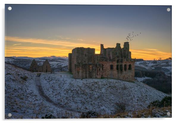 Crichton Castle at Sunset Acrylic by Miles Gray