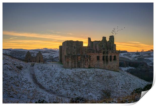 Crichton Castle at Sunset Print by Miles Gray