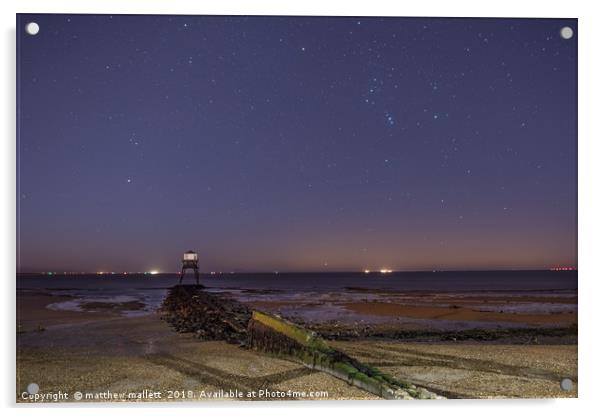 Orions Belt Over Dovercourt Lighthouse Acrylic by matthew  mallett