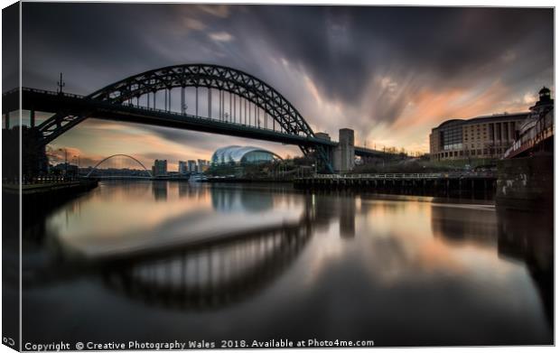 The Tyne Bridge, Newcastle Cityscape Canvas Print by Creative Photography Wales