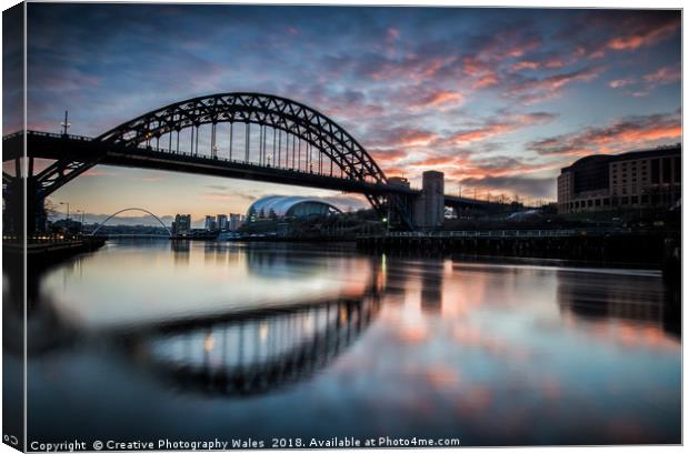 Thw Tyne Bridge at Dawn Canvas Print by Creative Photography Wales