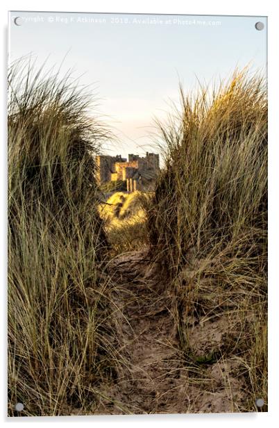 Bamburgh Through The Dunes Acrylic by Reg K Atkinson