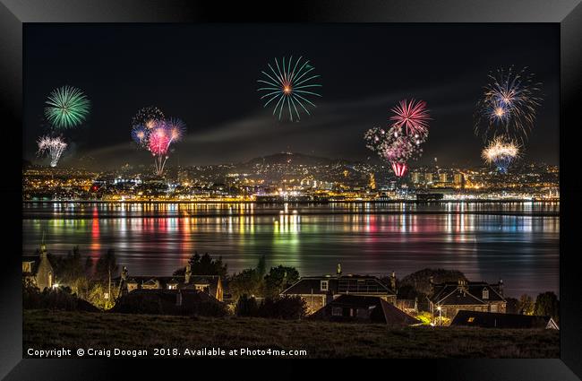 Dundee Fireworks Framed Print by Craig Doogan