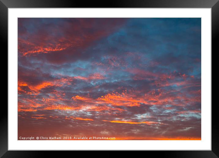 Fiery Cornwall evening sunset sky Framed Mounted Print by Chris Warham