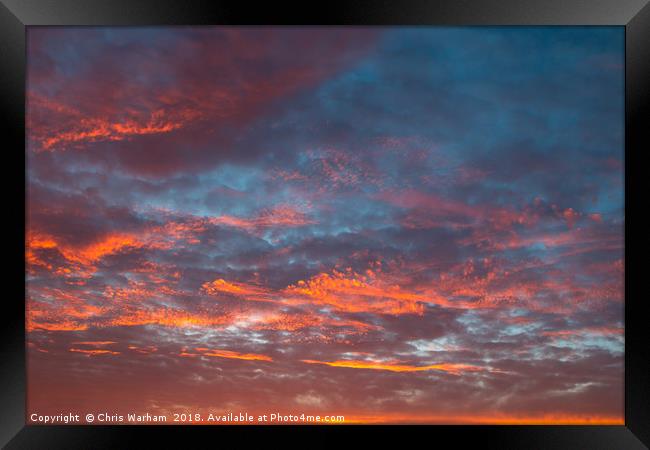 Fiery Cornwall evening sunset sky Framed Print by Chris Warham