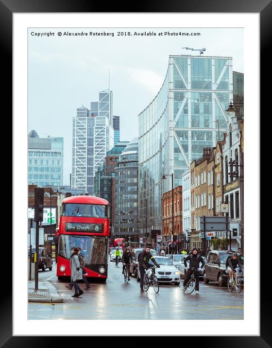 Red bus in City of London Framed Mounted Print by Alexandre Rotenberg