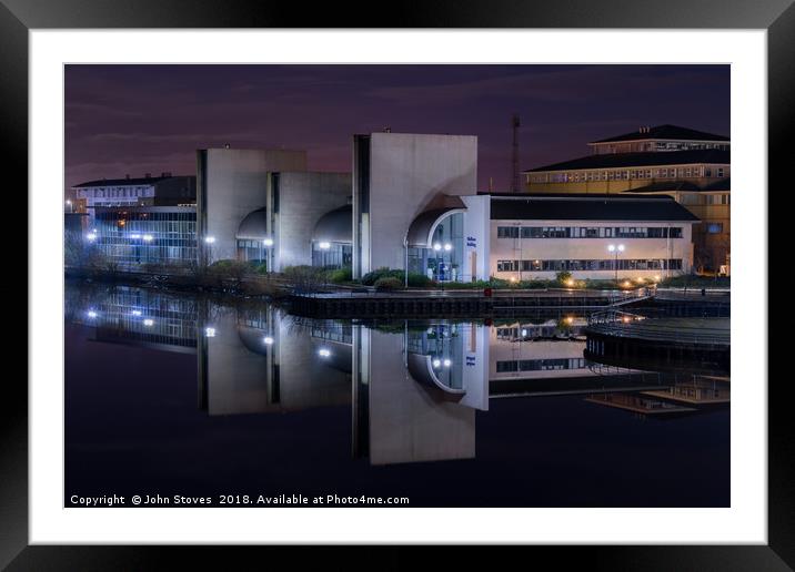 Wolfson Building, Durham University Reflection Framed Mounted Print by John Stoves