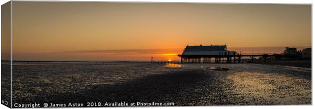 Sunrise Over the North Sea at Cleethorpes Peir  Canvas Print by James Aston