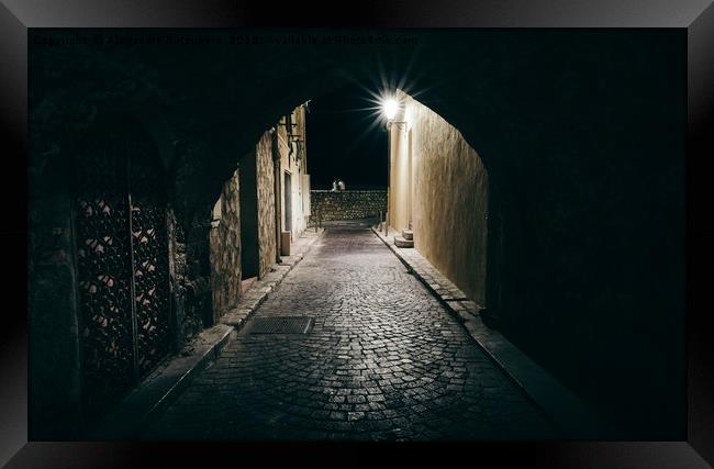Dark archway in Antibes, France Framed Print by Alexandre Rotenberg