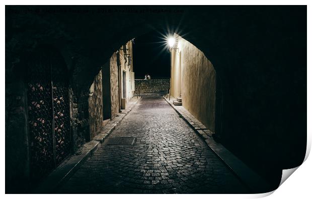 Dark archway in Antibes, France Print by Alexandre Rotenberg