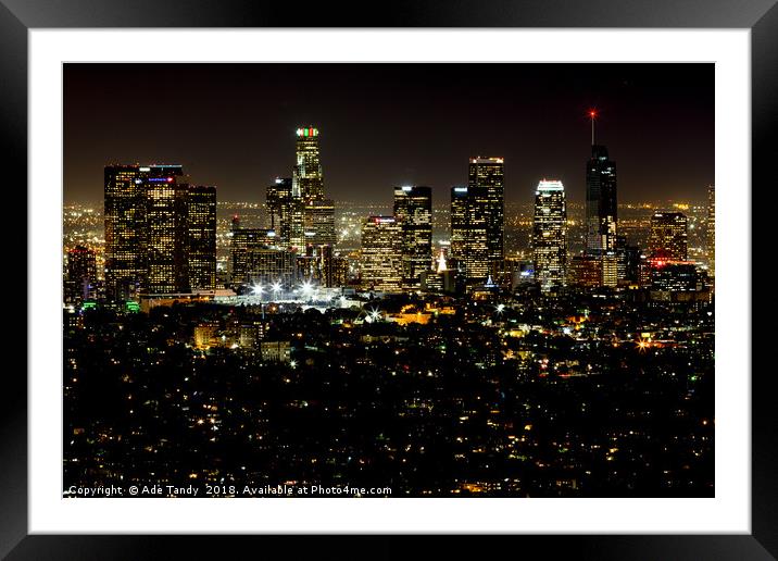 LA Skyline Framed Mounted Print by Ade Tandy