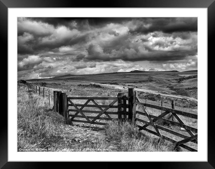 Dartmoor Mono Landscape Framed Mounted Print by Chris Mills