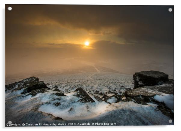 Sugar Loaf Winter Sunset, Brecon Beacons Acrylic by Creative Photography Wales