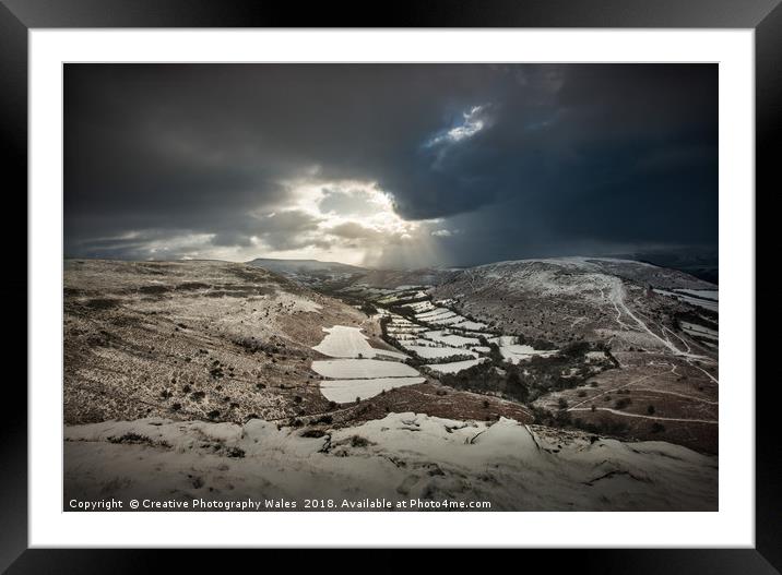 Mynydd Llangorse Winter Landscape Framed Mounted Print by Creative Photography Wales