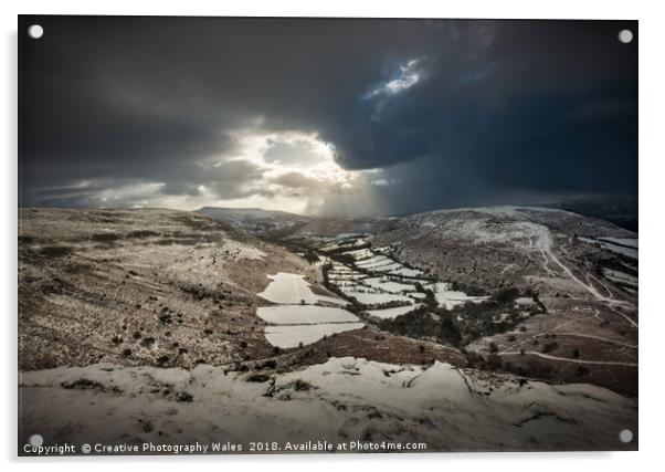 Mynydd Llangorse Winter Landscape Acrylic by Creative Photography Wales