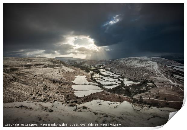 Mynydd Llangorse Winter Landscape Print by Creative Photography Wales