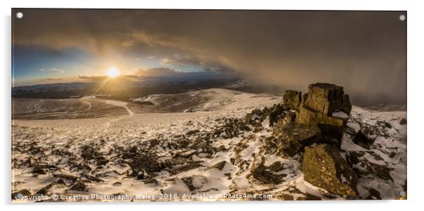 Sugar Loaf Winter Sunset, Brecon Beacons Acrylic by Creative Photography Wales