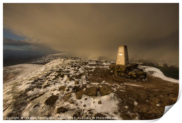 Sugar Loaf Winter Sunset, Brecon Beacons Print by Creative Photography Wales