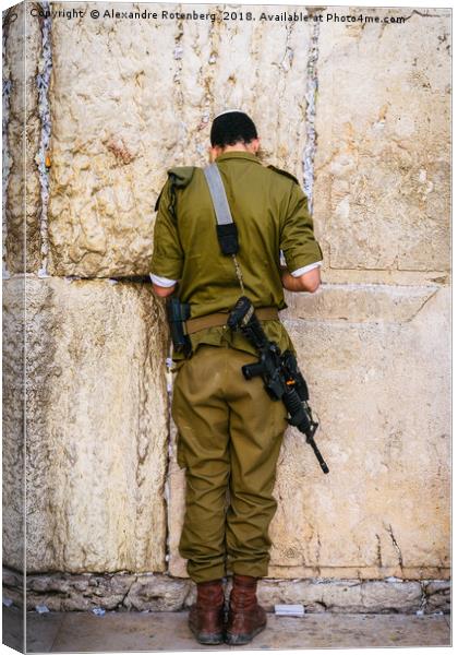 Israeli soldier on Western Wall, Israel Canvas Print by Alexandre Rotenberg