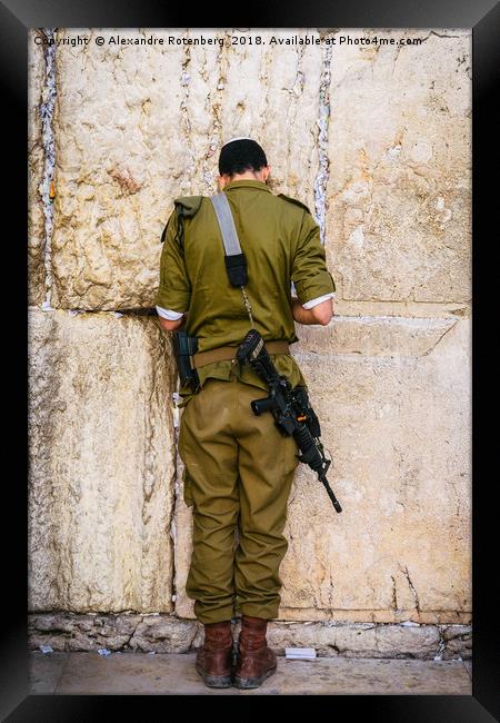 Israeli soldier on Western Wall, Israel Framed Print by Alexandre Rotenberg