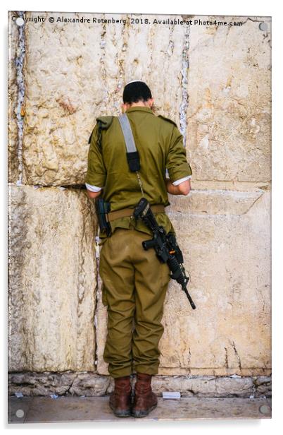 Israeli soldier on Western Wall, Israel Acrylic by Alexandre Rotenberg