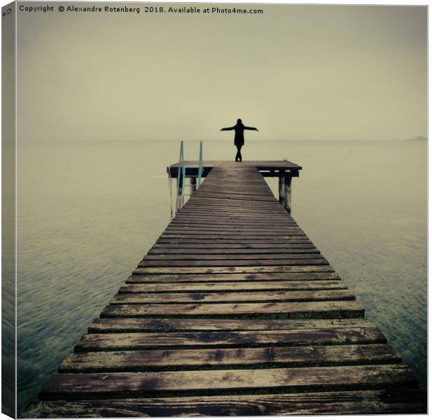 Ballerina at end of pier Canvas Print by Alexandre Rotenberg