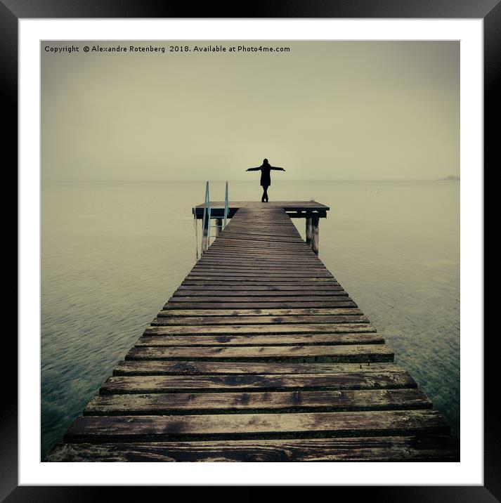 Ballerina at end of pier Framed Mounted Print by Alexandre Rotenberg
