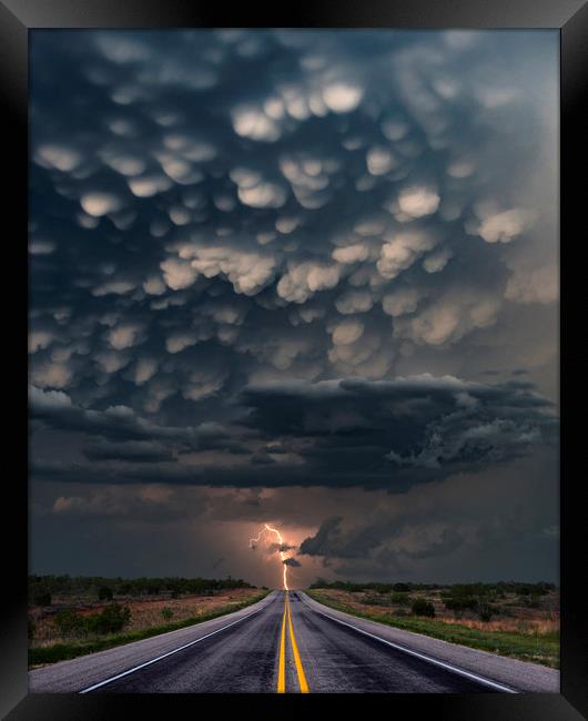 Mammatus Lightning bolt,  Framed Print by John Finney