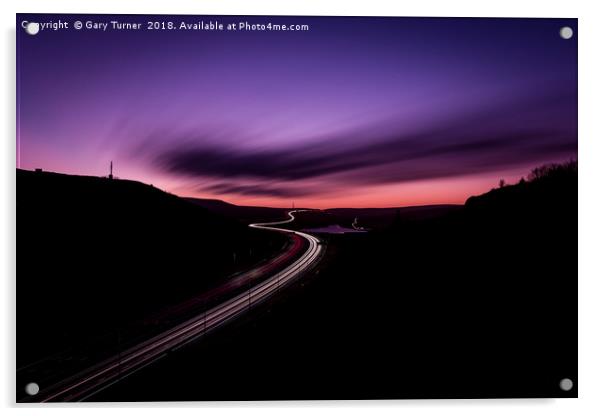 Motorway Sunset Acrylic by Gary Turner