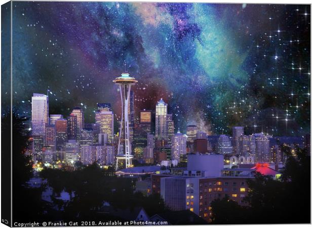 Spacey Seattle Canvas Print by Frankie Cat