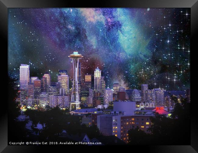 Spacey Seattle Framed Print by Frankie Cat