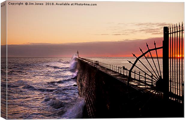 Mouth of the Tyne sunrise Canvas Print by Jim Jones